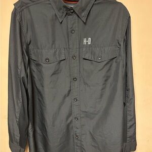 Harley-Davidson Black Button-Up Performance Shirt Breathable, M